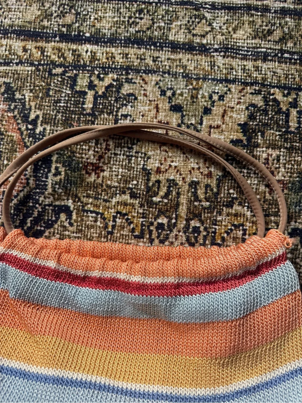 Striped Knit Shoulder Bag - Pastel Boho Crochet Handbag The Sak